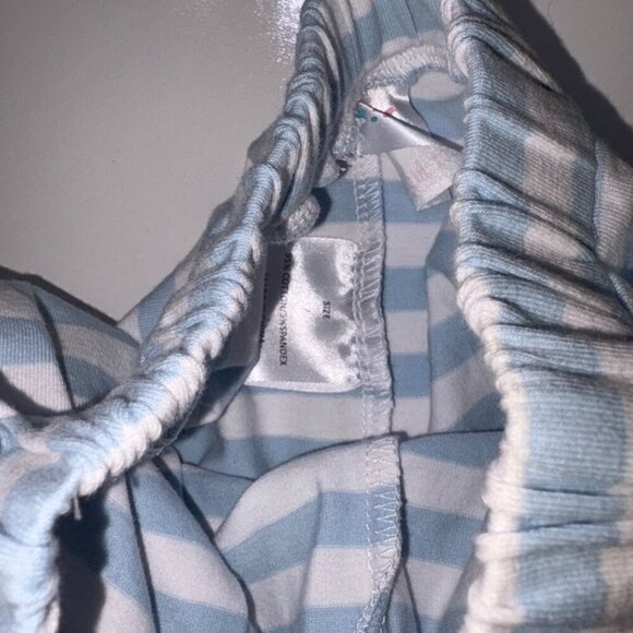 Shrimp and Grits Kids Pima Cotton Blue White Stripe Shorts with Pockets size 7 - Picture 3 of 4